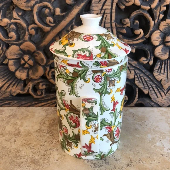 World Market 3pc Tea Set Strainer Cup With Lid Porcelain - Picture 2 of 10